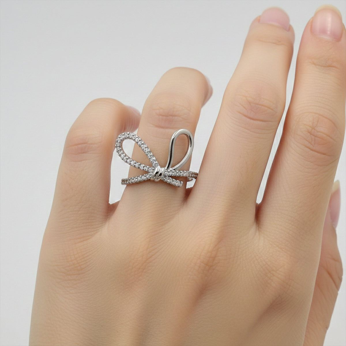 Celeste Sparkle Bow Infinity Ring jewellery product view 5
