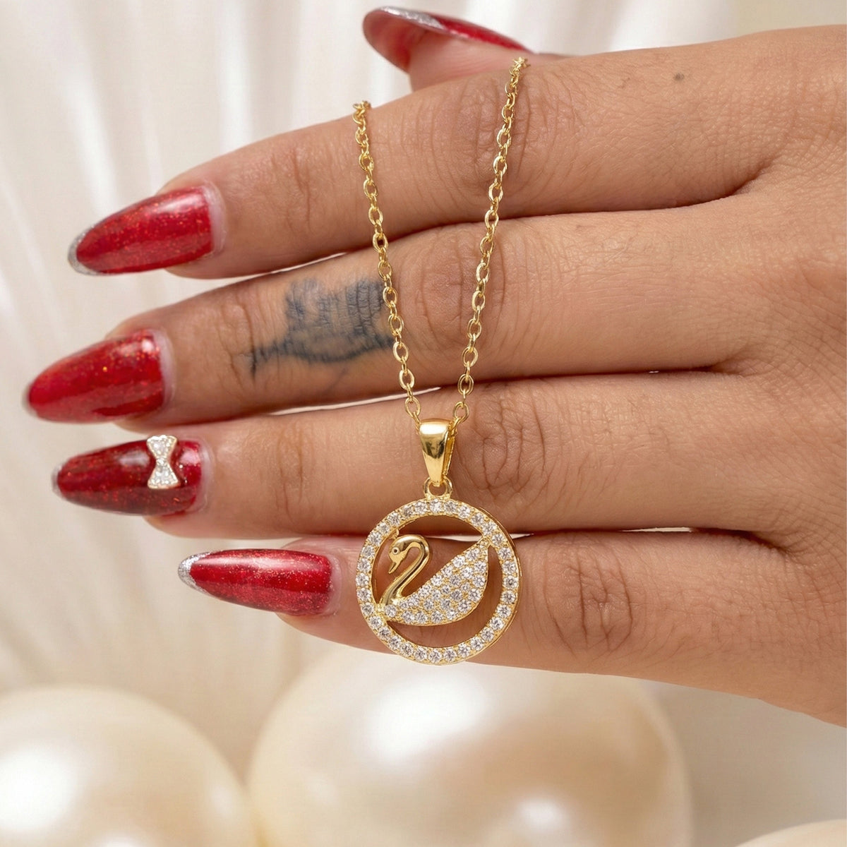 Swan Graceful Pendant Necklace jewellery product view 3