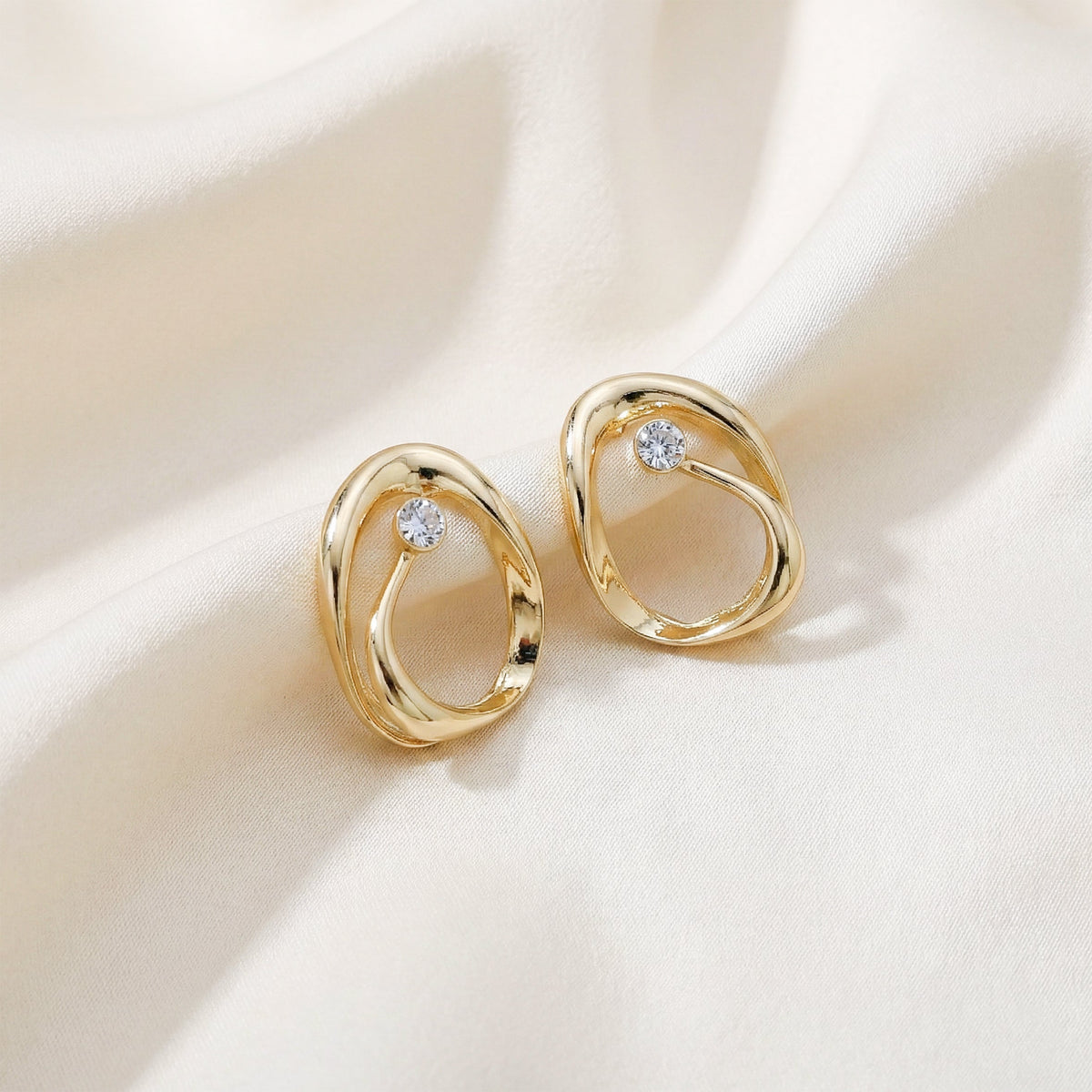 Orbit Diamond Gold Earrings jewellery product view 4