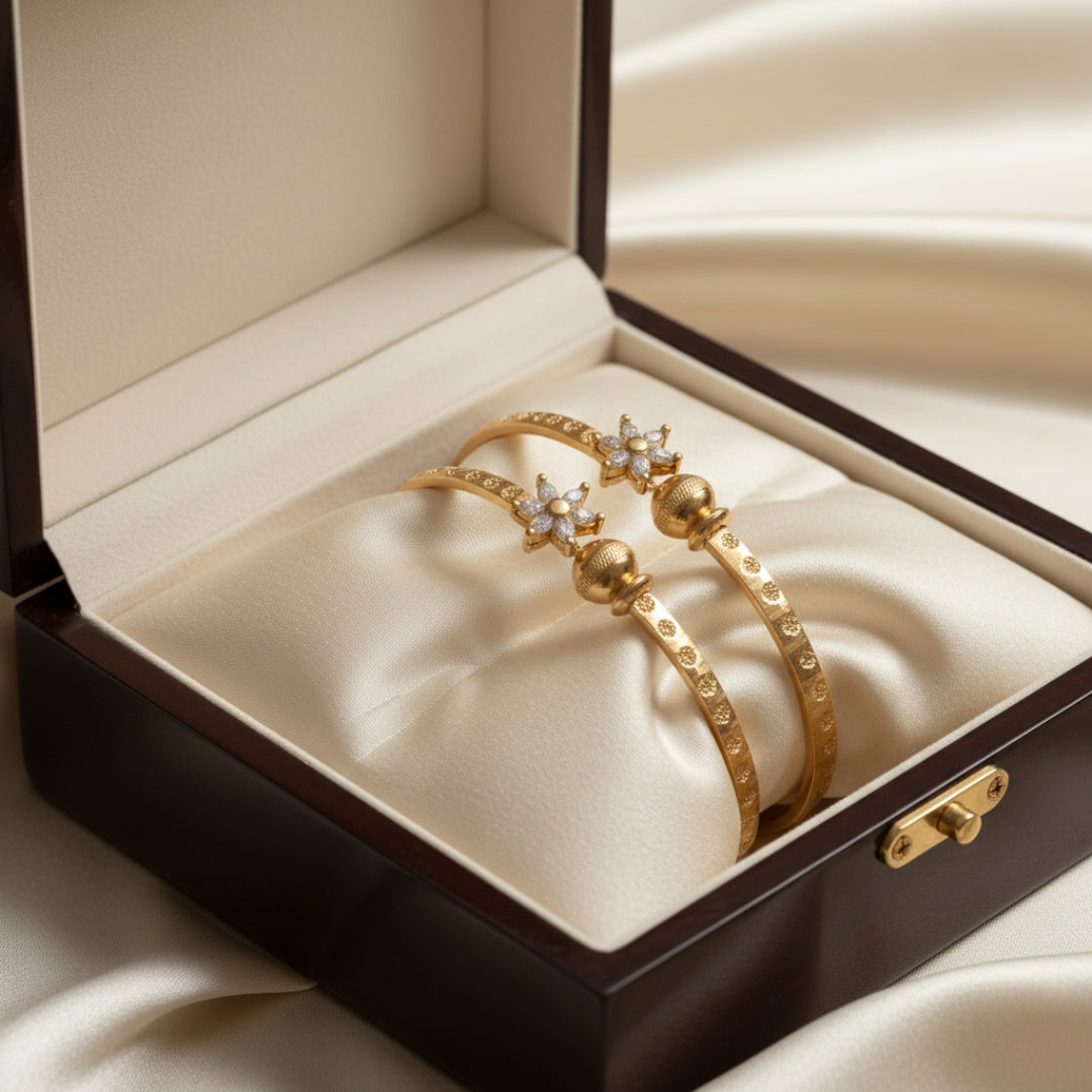 Floral Stone Kada Bangles jewellery product view 1