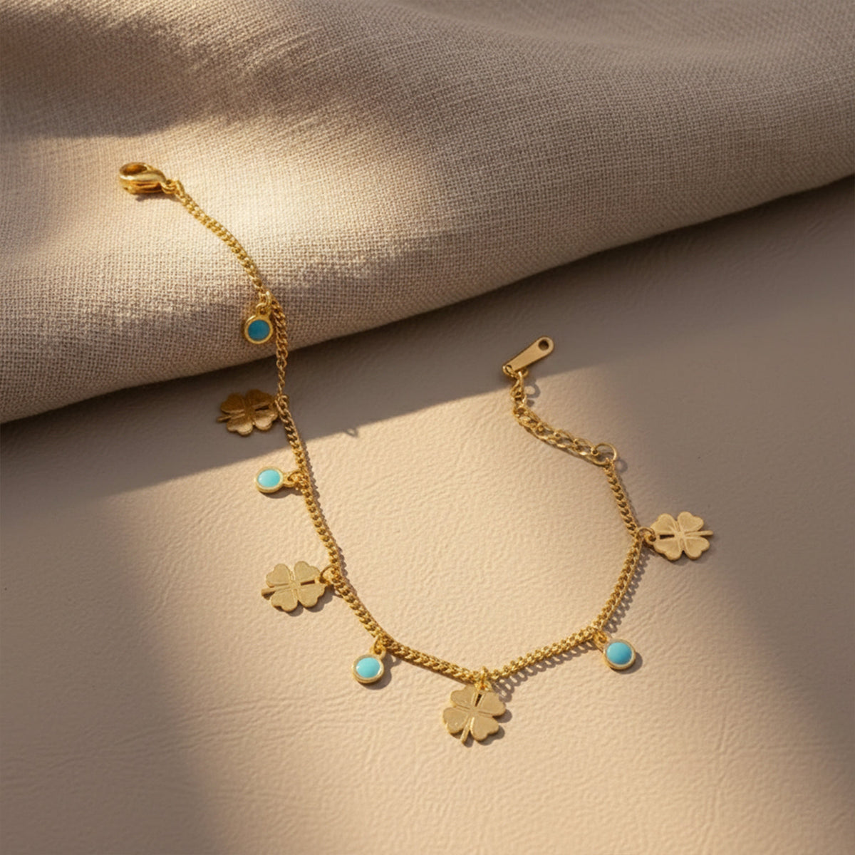 Celestial Clover Nazar Gold Bracelet jewellery product view 6