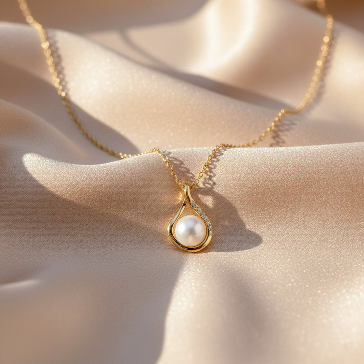 Teardrop Pearl Pendant Necklace jewellery product view 6