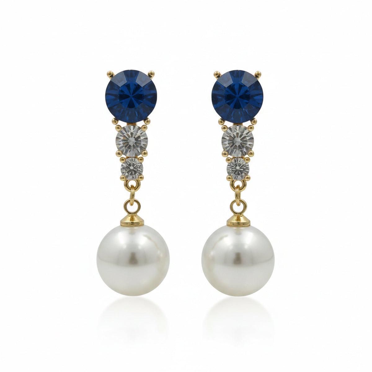 Blue Crystal Pearl Earrings jewellery product view 6