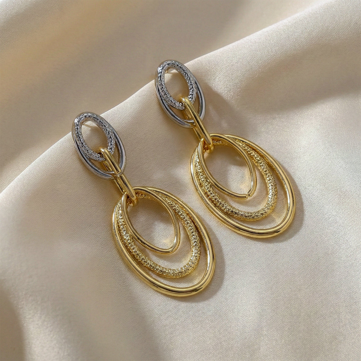 Aurora Luxe Double Oval Drop Earrings jewellery product view 1
