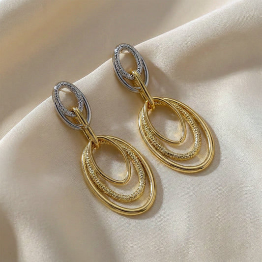 Aurora Luxe Double Oval Drop Earrings jewellery product view 1