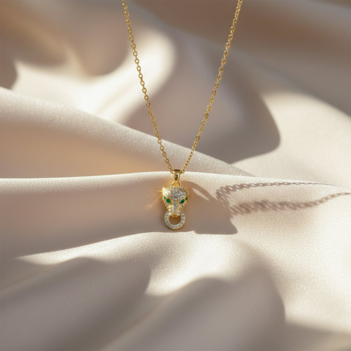 Crystal Leopard Pendant Necklace jewellery product view 2