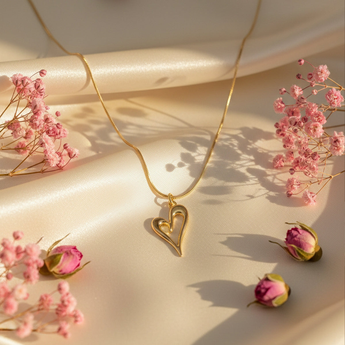 Romantic Gold Heart Pendant Necklace jewellery product view 4