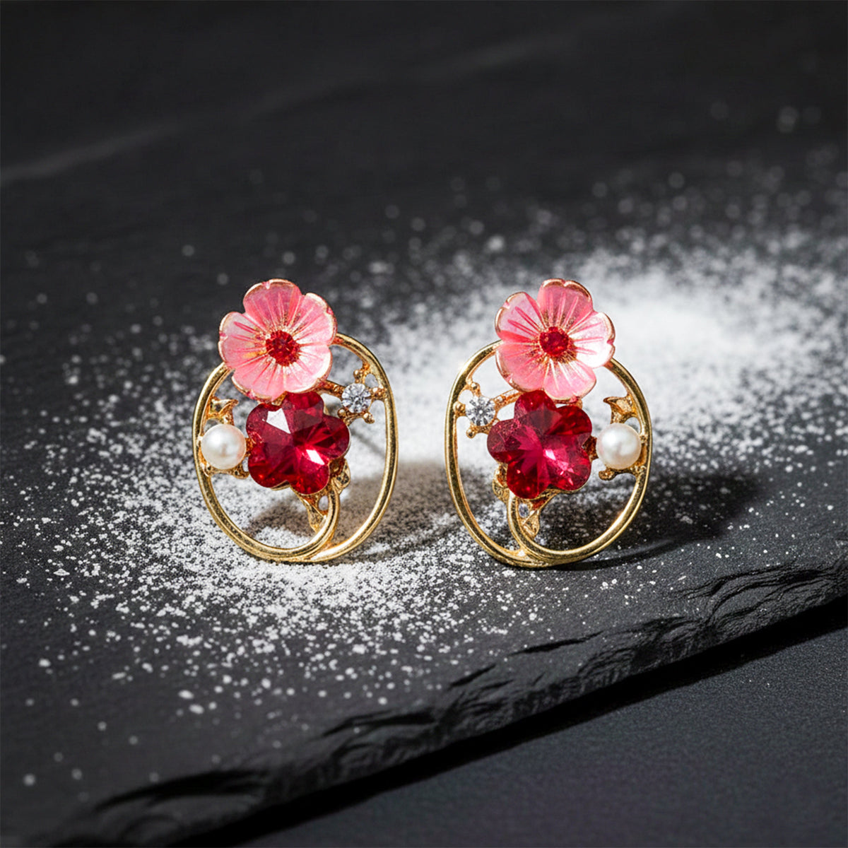 Ruby Petal Charm Earrings jewellery product view 5