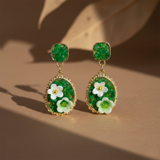 Verdant Blossom Luxe Statement Earrings jewellery product view 1