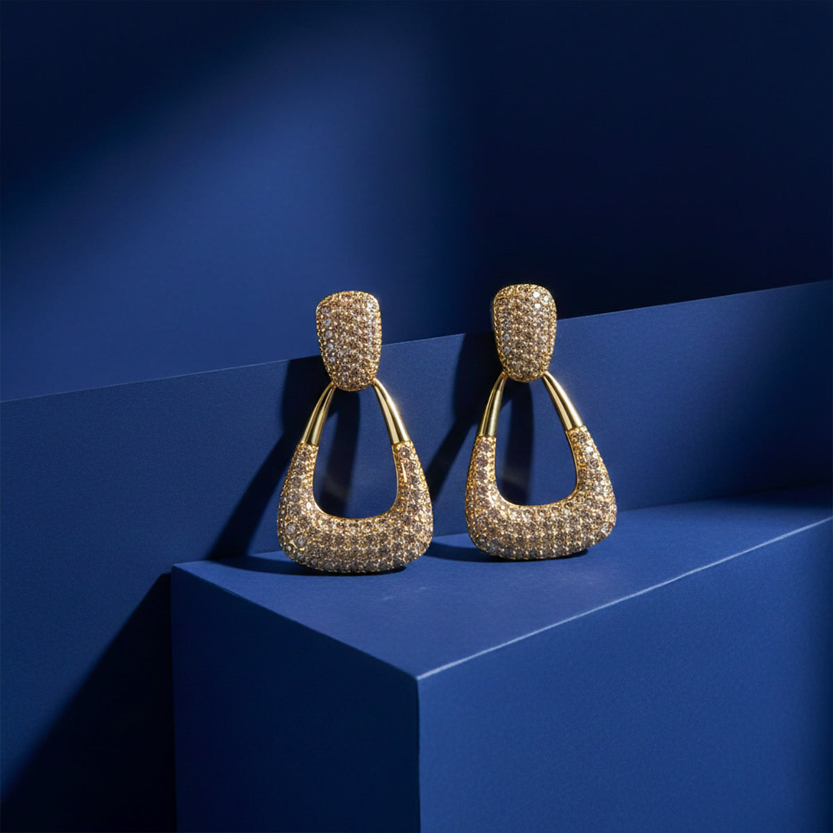 Luxe Zircon Drop Hoop Earrings jewellery product view 3