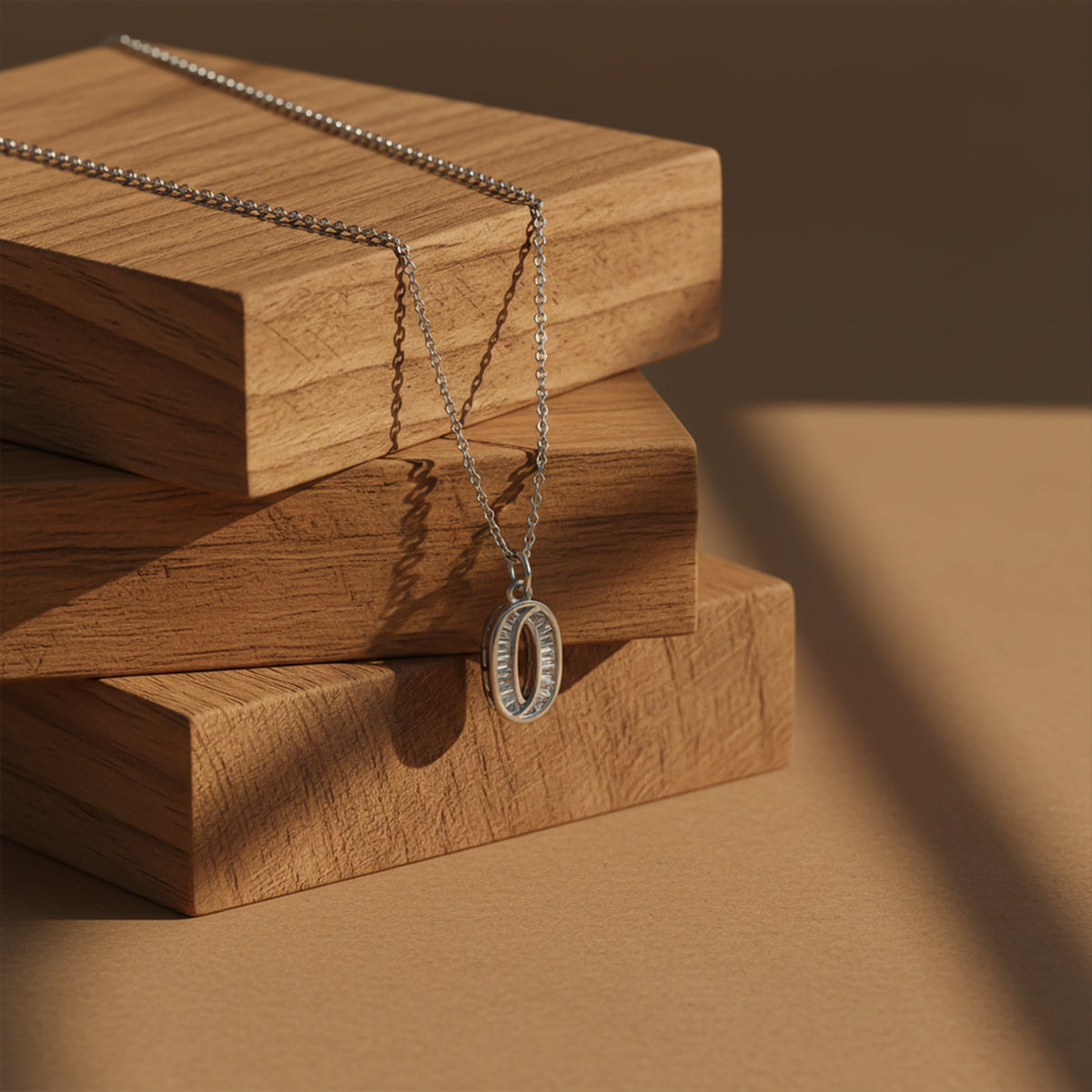 Luxe Oval Crystal Pendant Necklace jewellery product view 1