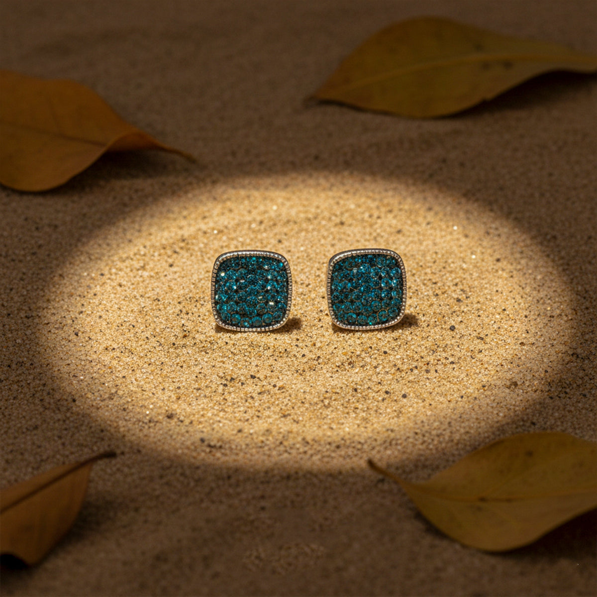 Midnight Blue Square Studs Earrings jewellery product view 2