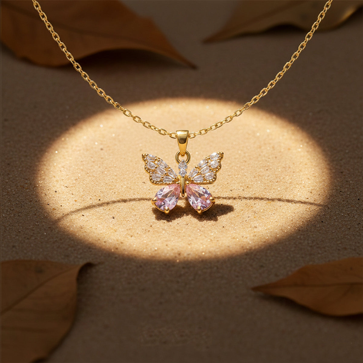 Dainty Butterfly Pendant Gold Necklace jewellery product view 3