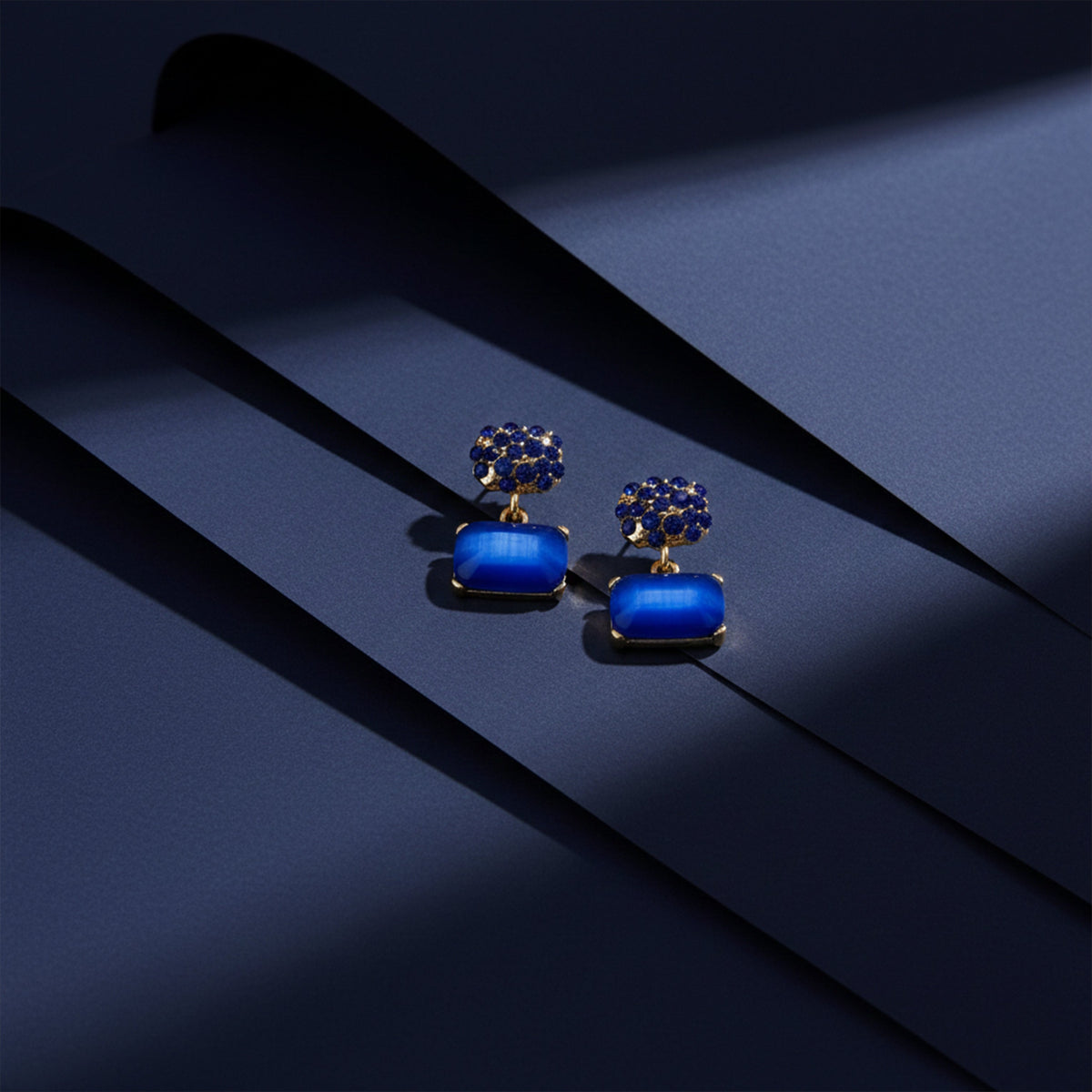 Blue Opulence Drops Earrings jewellery product view 5