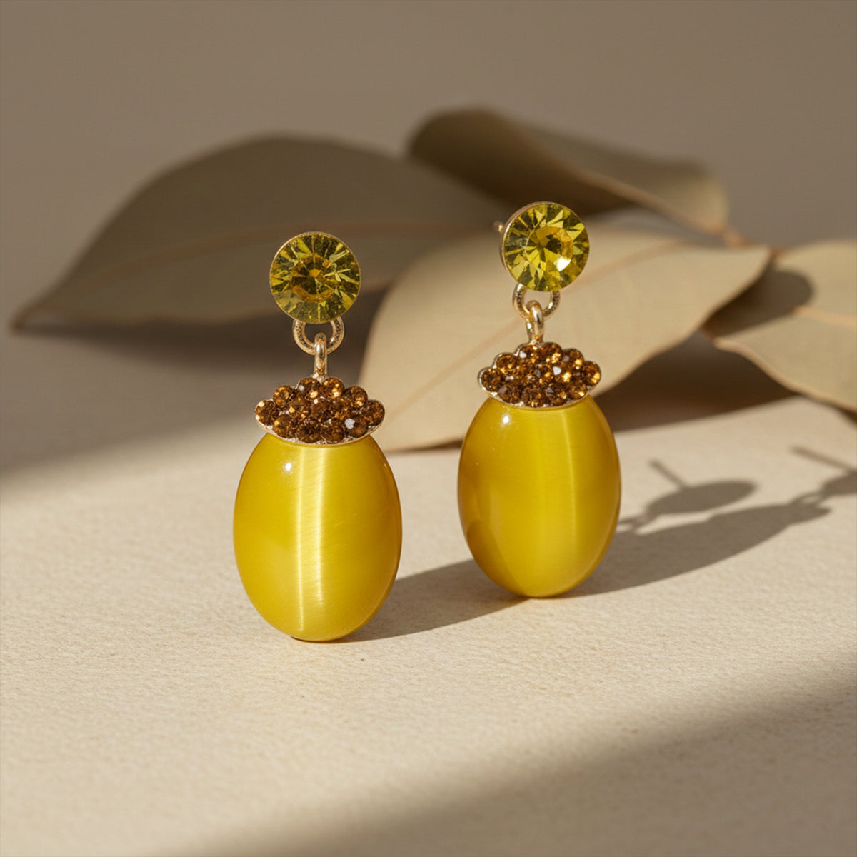 Sunlit Elegance Cat Eye Earrings jewellery product view 1