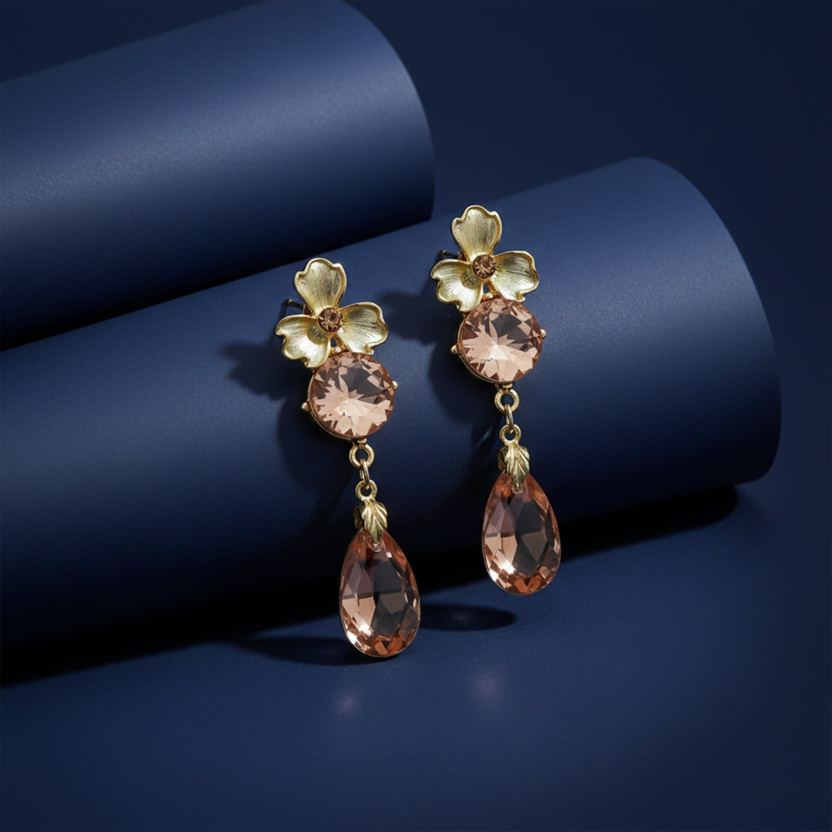 Peach Glow Luxe Danglers Earrings jewellery product view 5