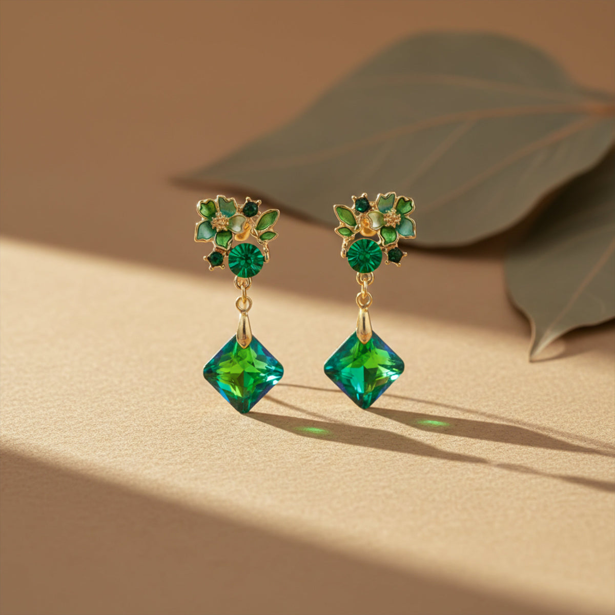 Velvet Emerald Luxe Earrings jewellery product view 5