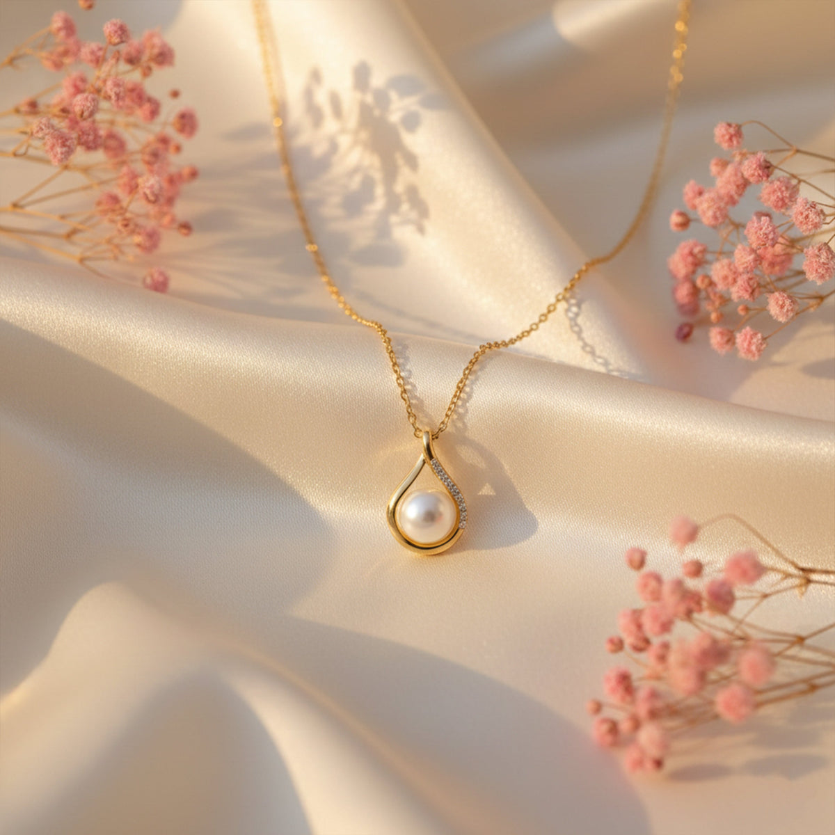 Teardrop Pearl Pendant Necklace jewellery product view 5
