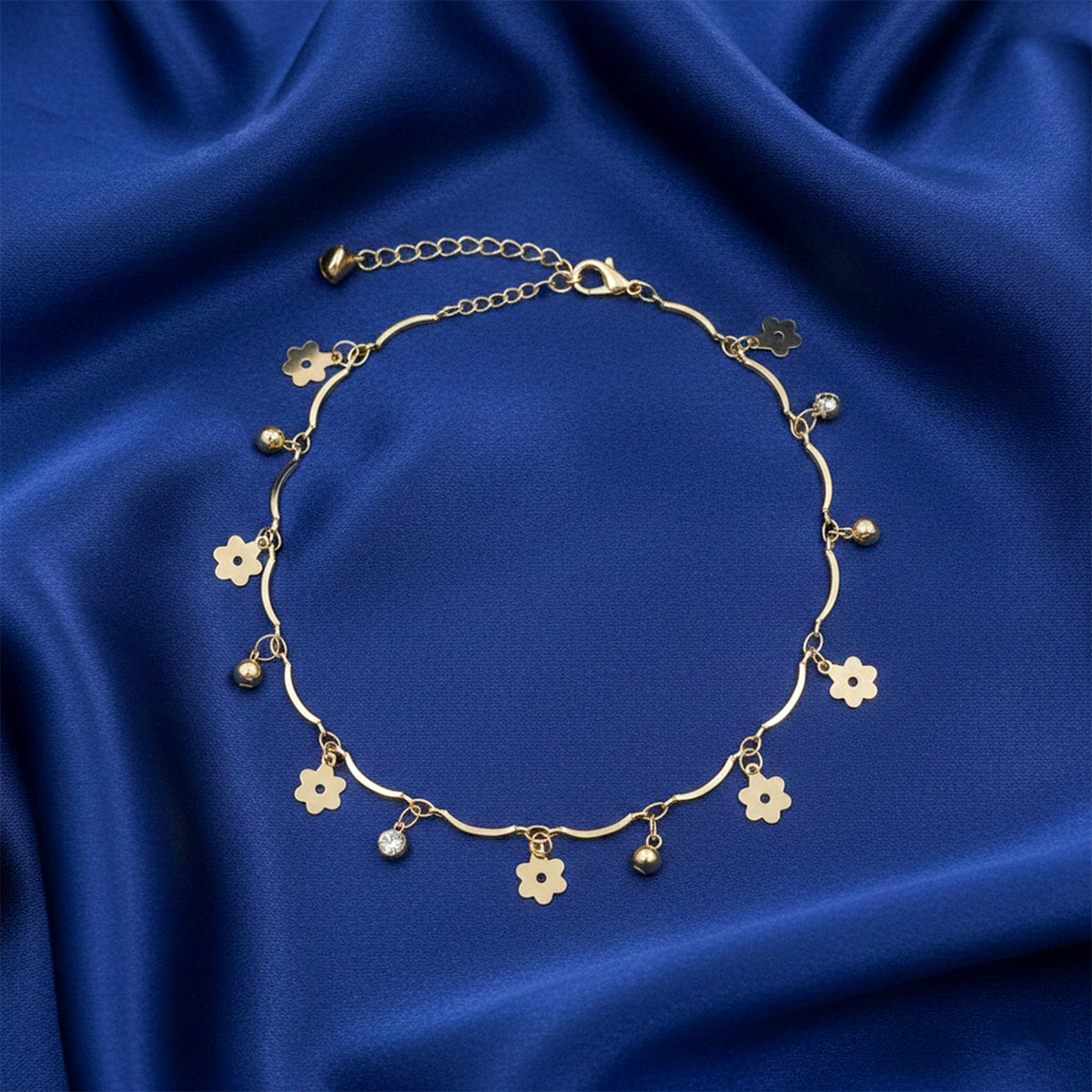 Golden Blossom Charm Anklet jewellery product view 4