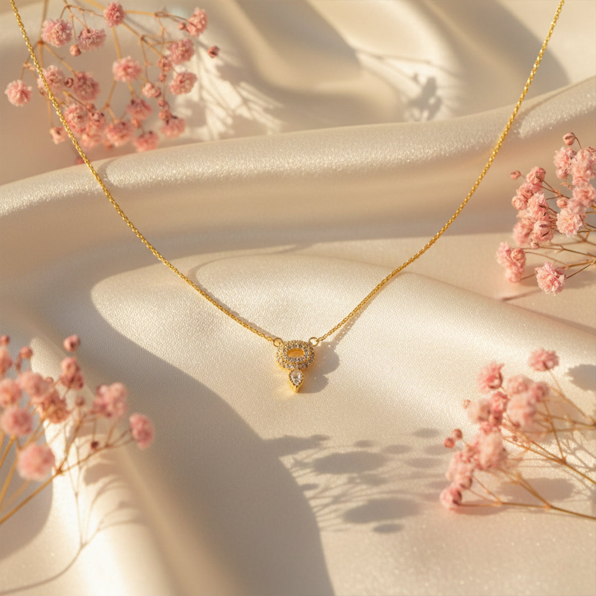 Luxury Halo Diamond Gold Necklace jewellery product view 5