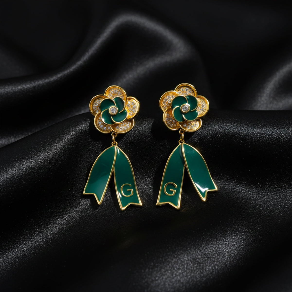 Luxury Bloom Floral Ribbon Earrings jewellery product view 3