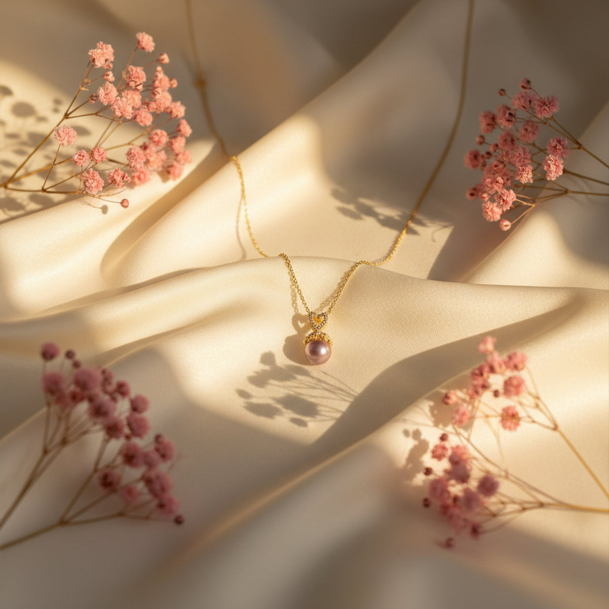 Amore Pearl Heart Necklace jewellery product view 5