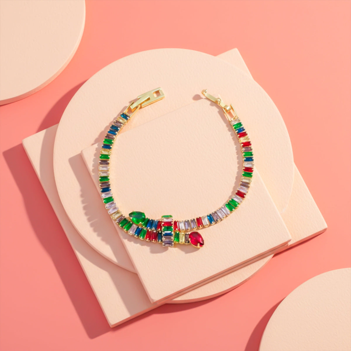 Regalia Rainbow Baguette Tennis Bracelet jewellery product view 5
