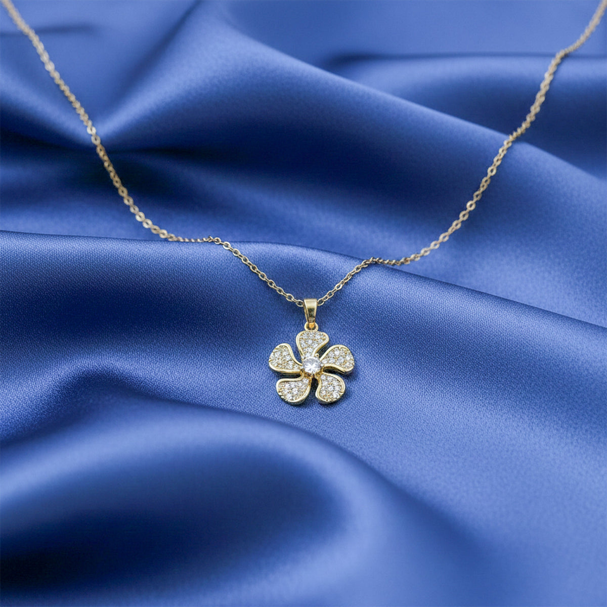 Veloura Diamond Flower Charm Necklace jewellery product view 3