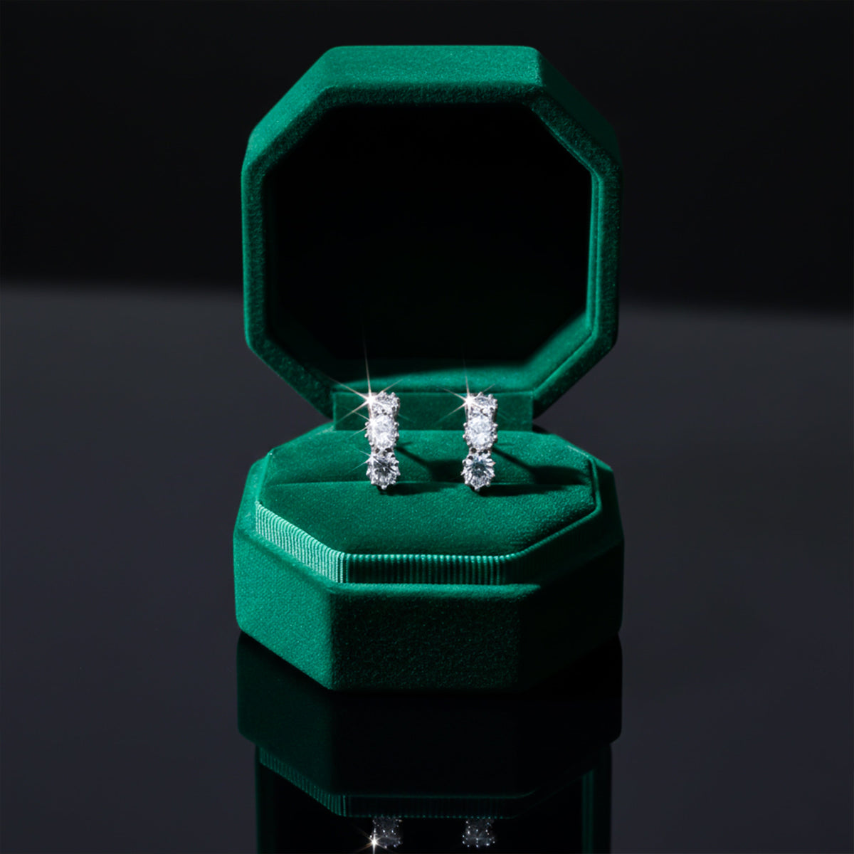 Eterna Glow Triple Diamond Hoops jewellery product view 4