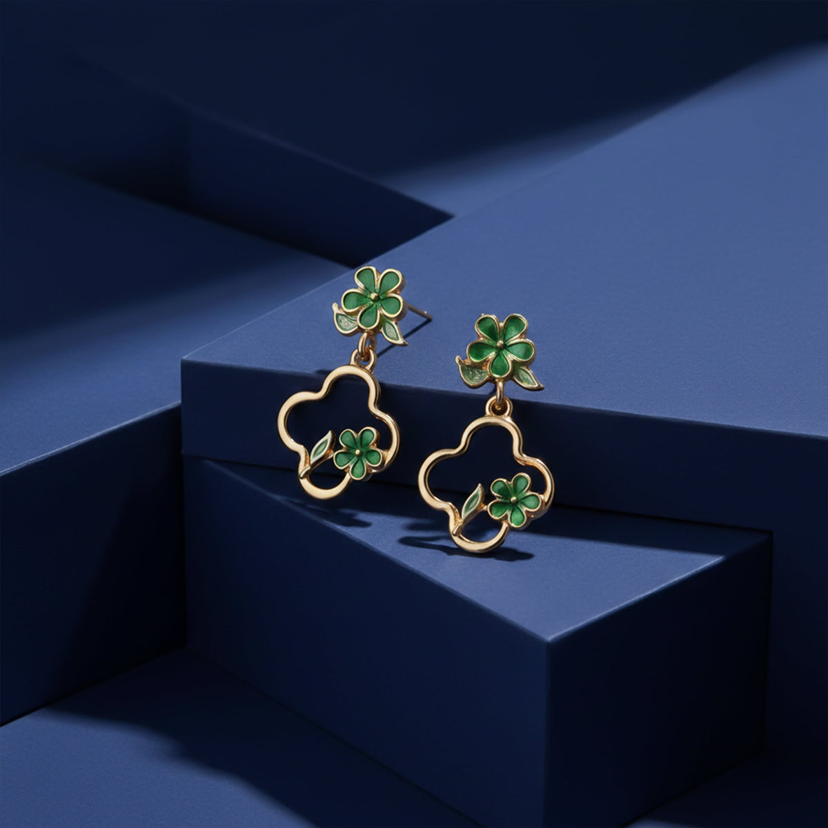 Green Blossom Luxe Earrings jewellery product view 4