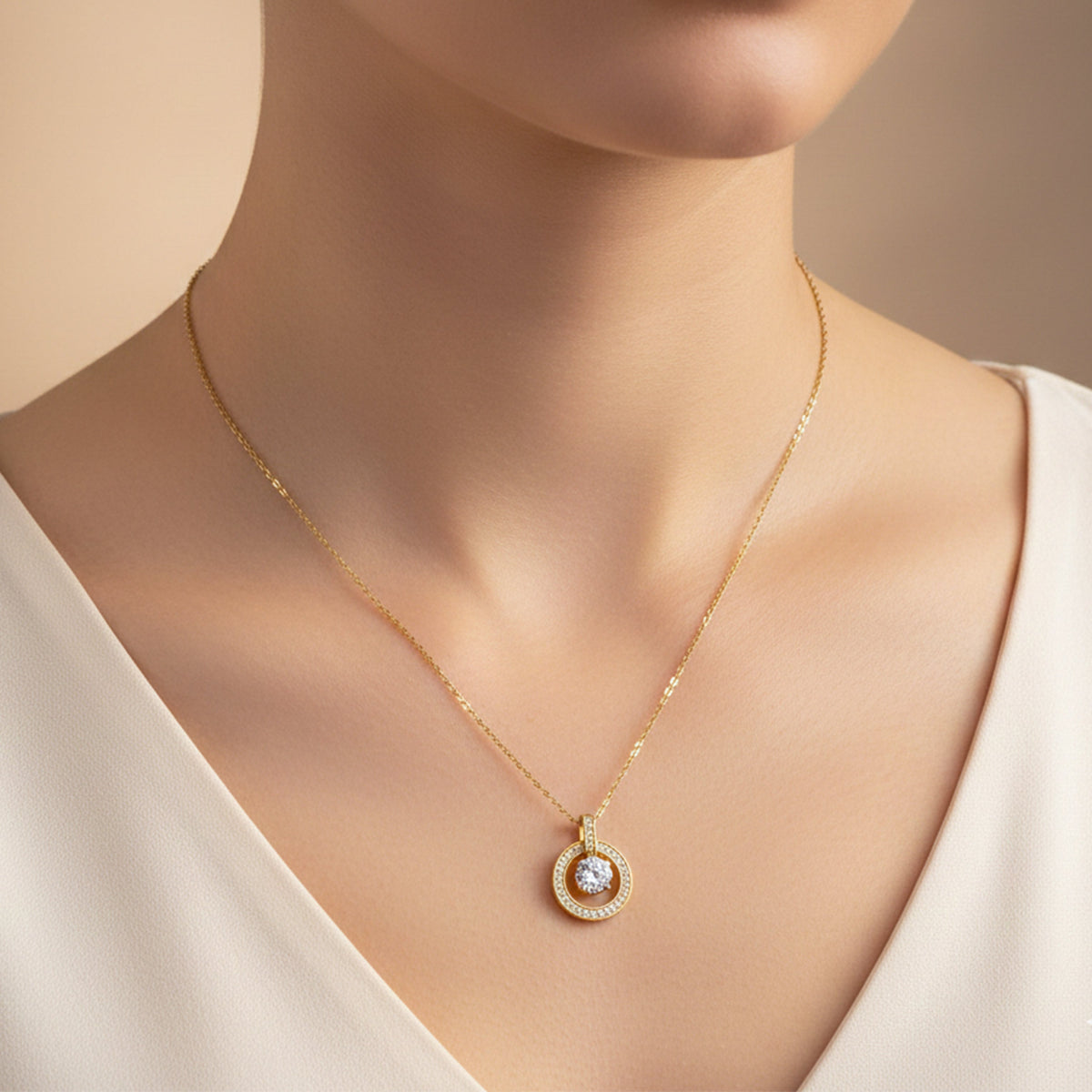 Eternal Halo Diamond Necklace jewellery product view 4