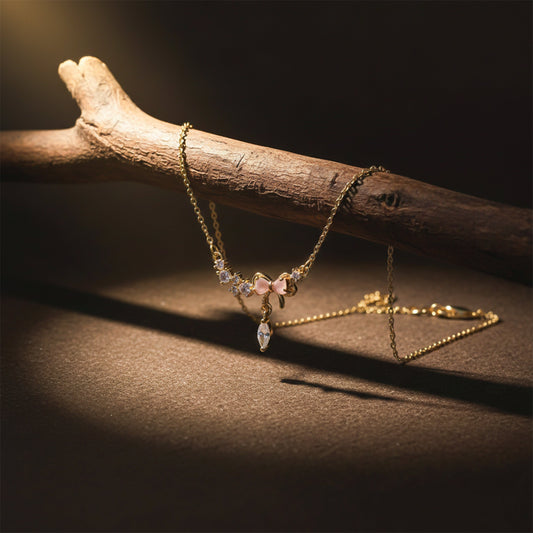 Luxe Golden Butterfly Charm Necklace jewellery product view 1