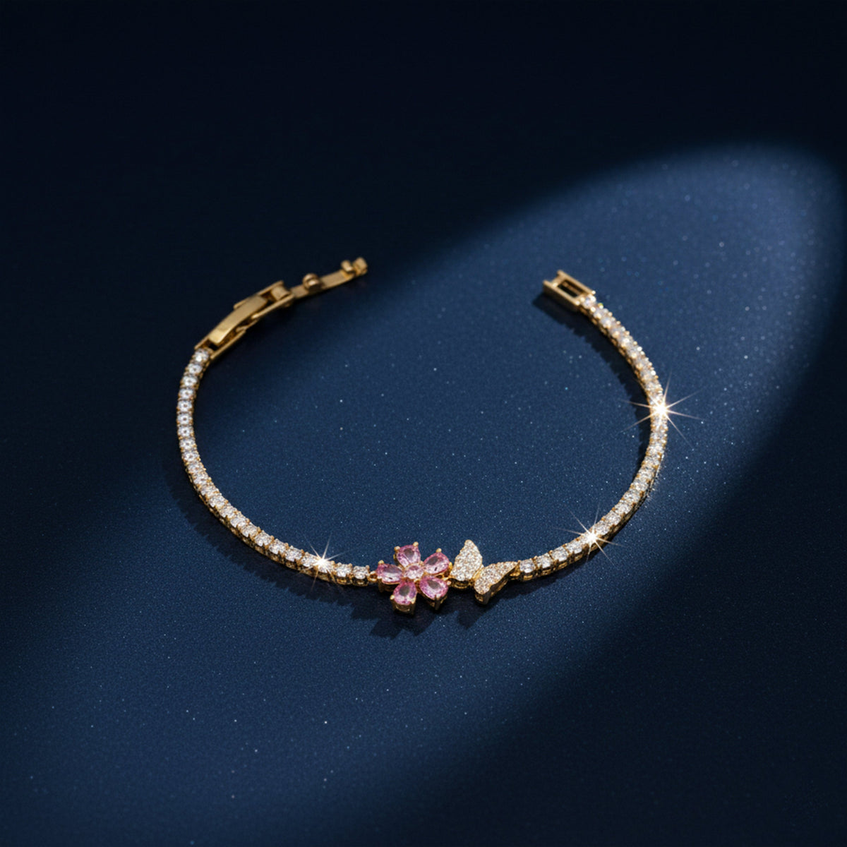 Celestial Pink Blossom Tennis Bracelet jewellery product view 5