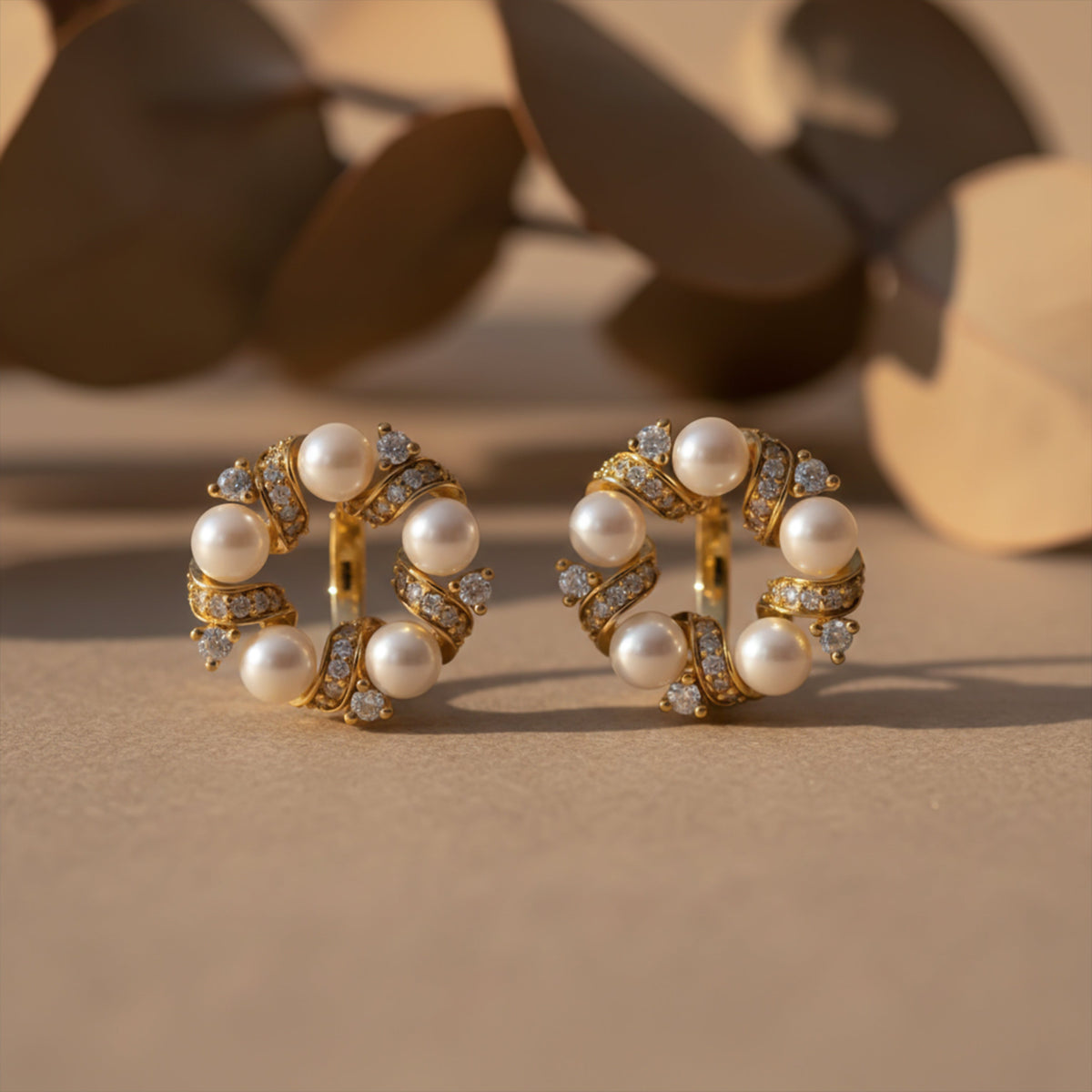 Pearl Luxe Circle Earrings jewellery product view 4