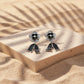 Black Enamel Blossom Drop Earrings jewellery product view 1