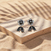 Black Enamel Blossom Drop Earrings jewellery product view 1