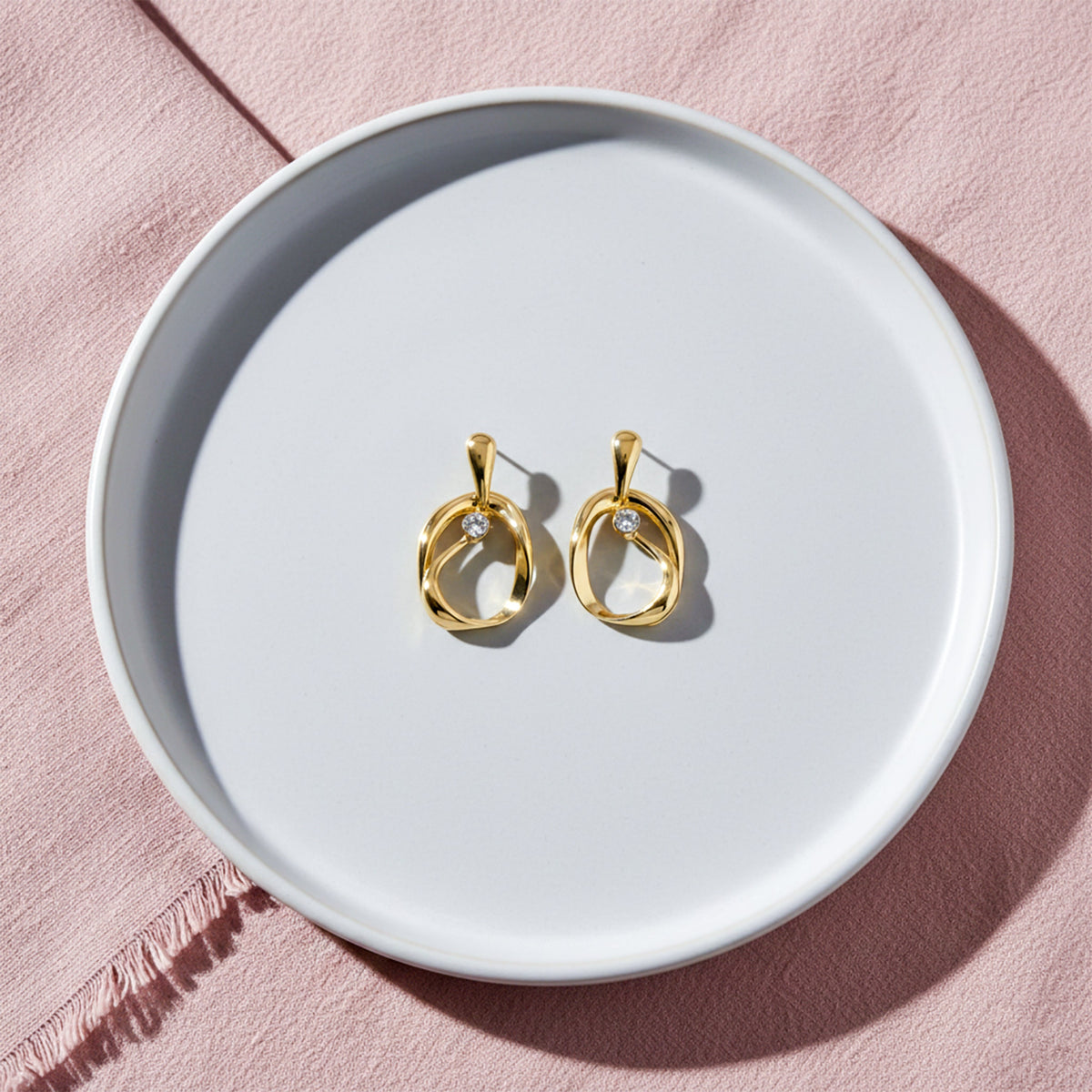 Orbit Diamond Gold Earrings jewellery product view 3
