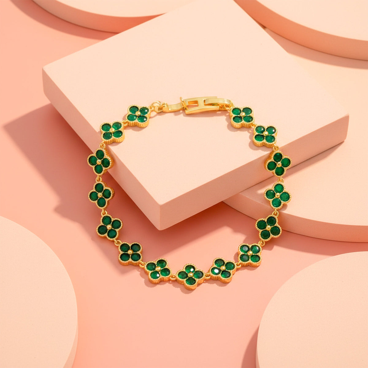 Green Enamel Clover Luxury Bracelet jewellery product view 5