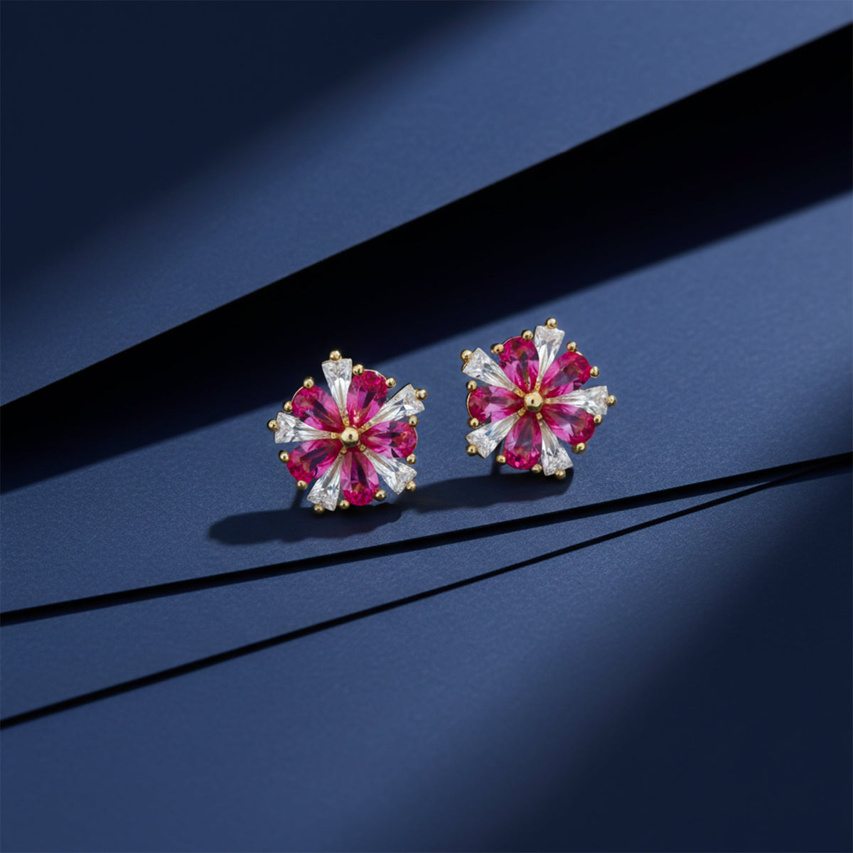 Crimson Flower Studs Earrings jewellery product view 5
