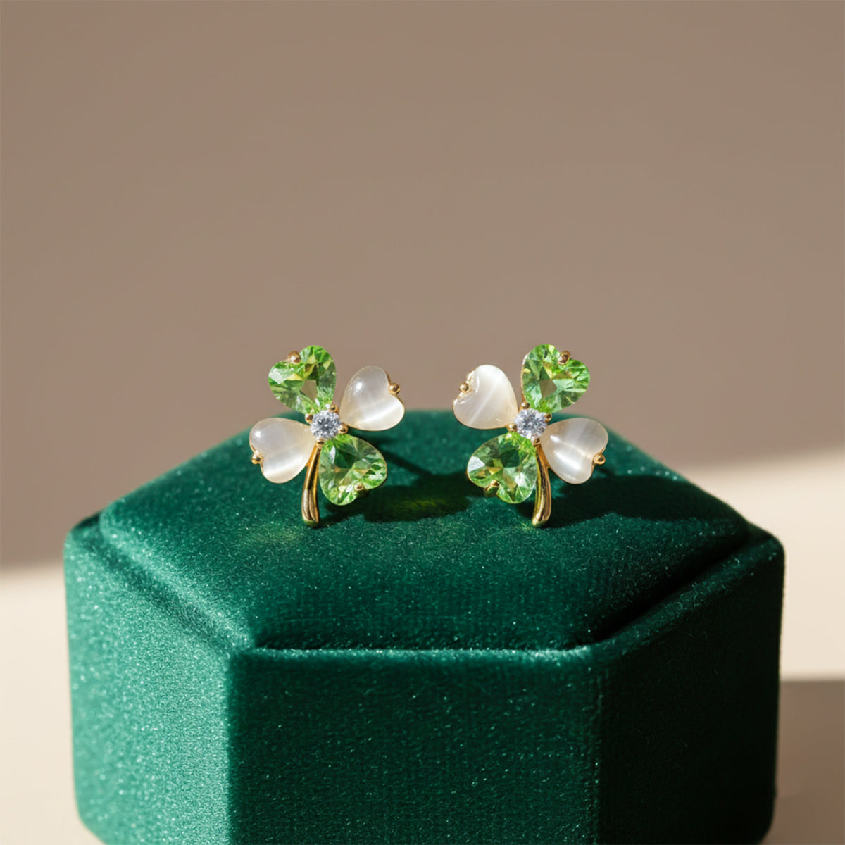 Verdant Elegance Clover Earrings jewellery product view 5