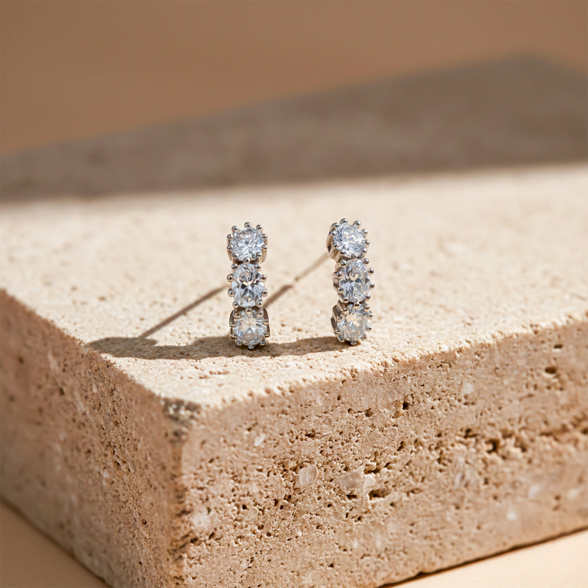 Eterna Glow Triple Diamond Hoops jewellery product view 1