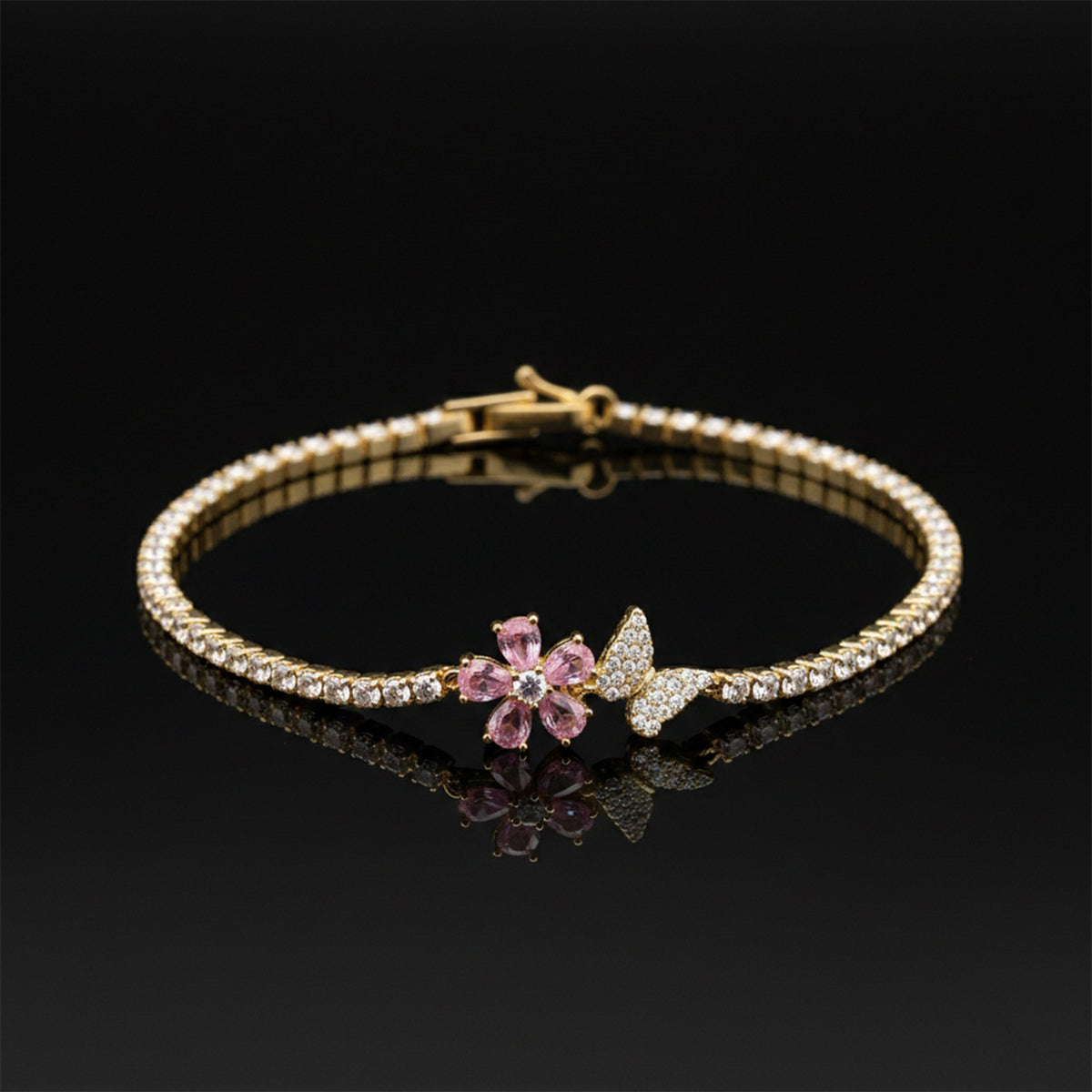 Celestial Pink Blossom Tennis Bracelet jewellery product view 1