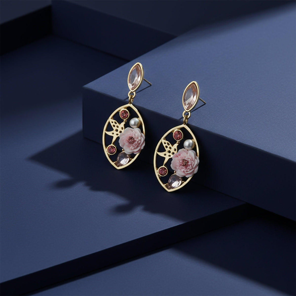 Pink Pearl Elegance Drops Earrings jewellery product view 5