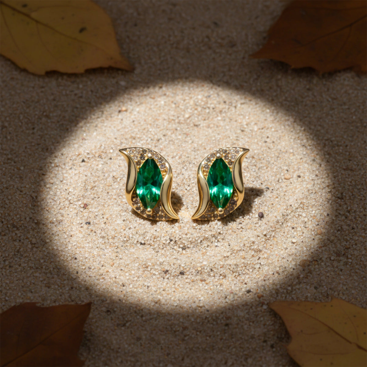 Velvet Green Luxe Curve Earrings jewellery product view 1