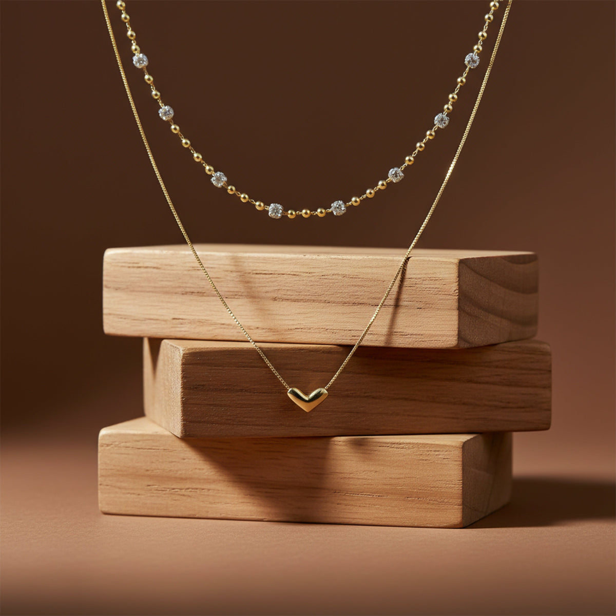 Luxpenny Dual Layer Gold Heart Necklace jewellery product view 1
