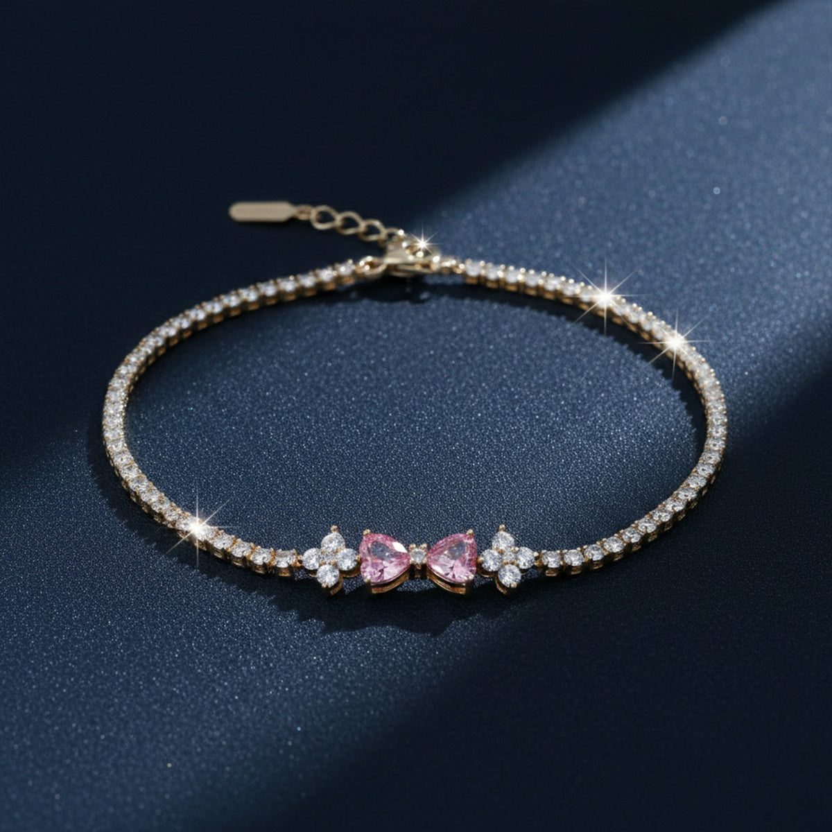 Aurora Pink Diamond Bow Bracelet jewellery product view 4
