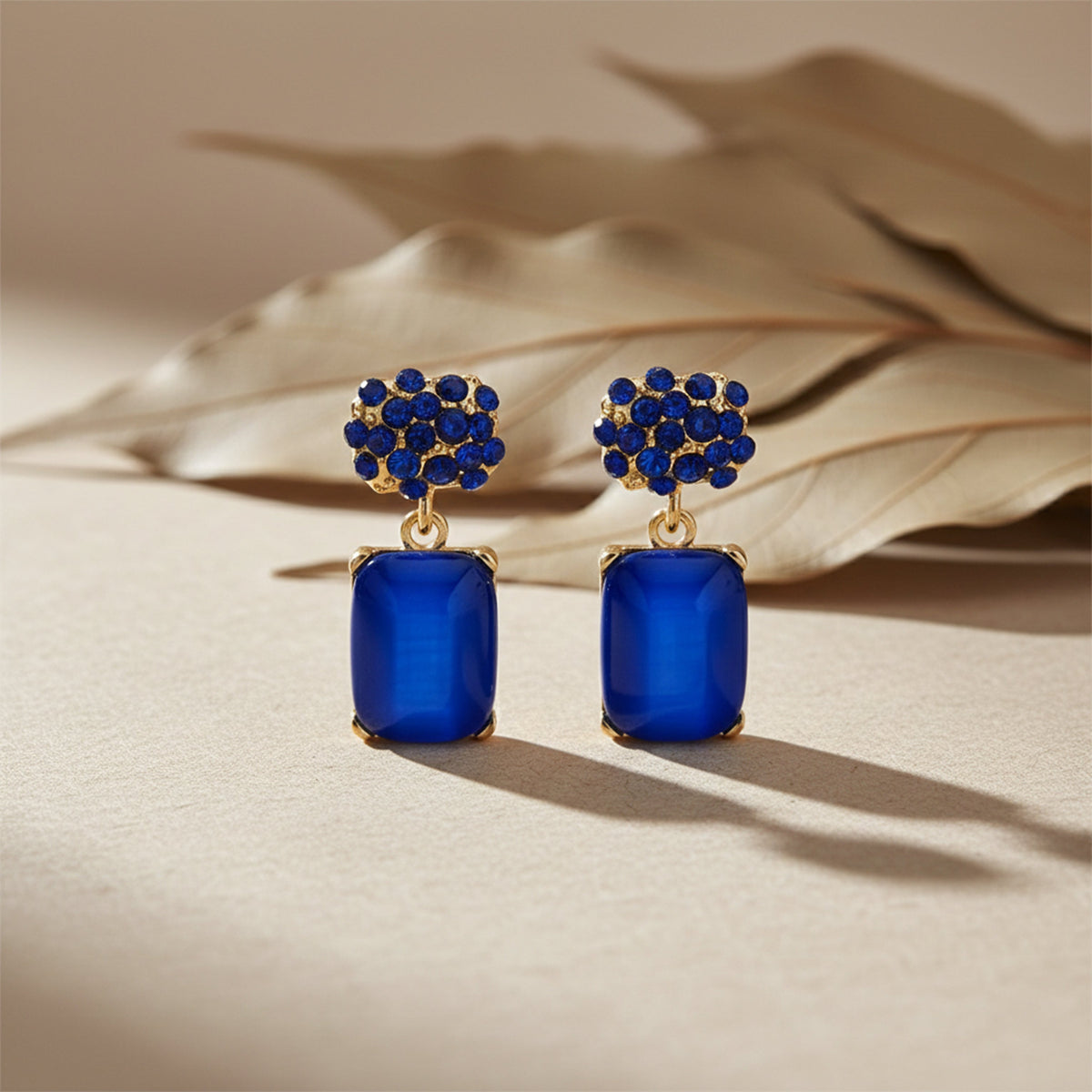 Blue Opulence Drops Earrings jewellery product view 1