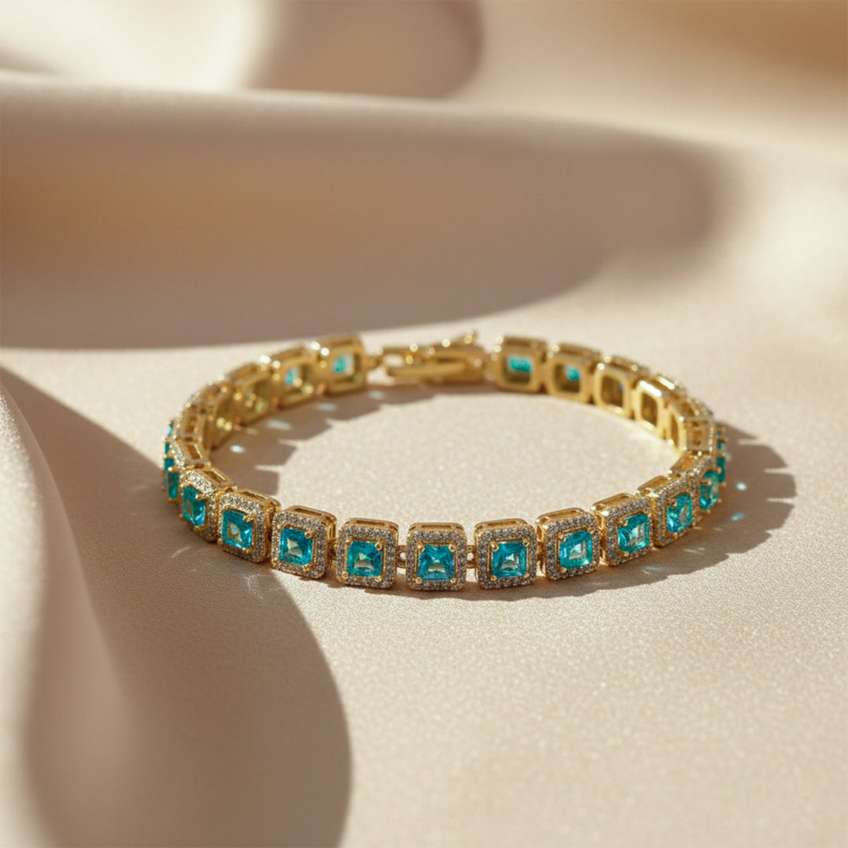 Turquoise Diamond Frame Bracelet jewellery product view 1
