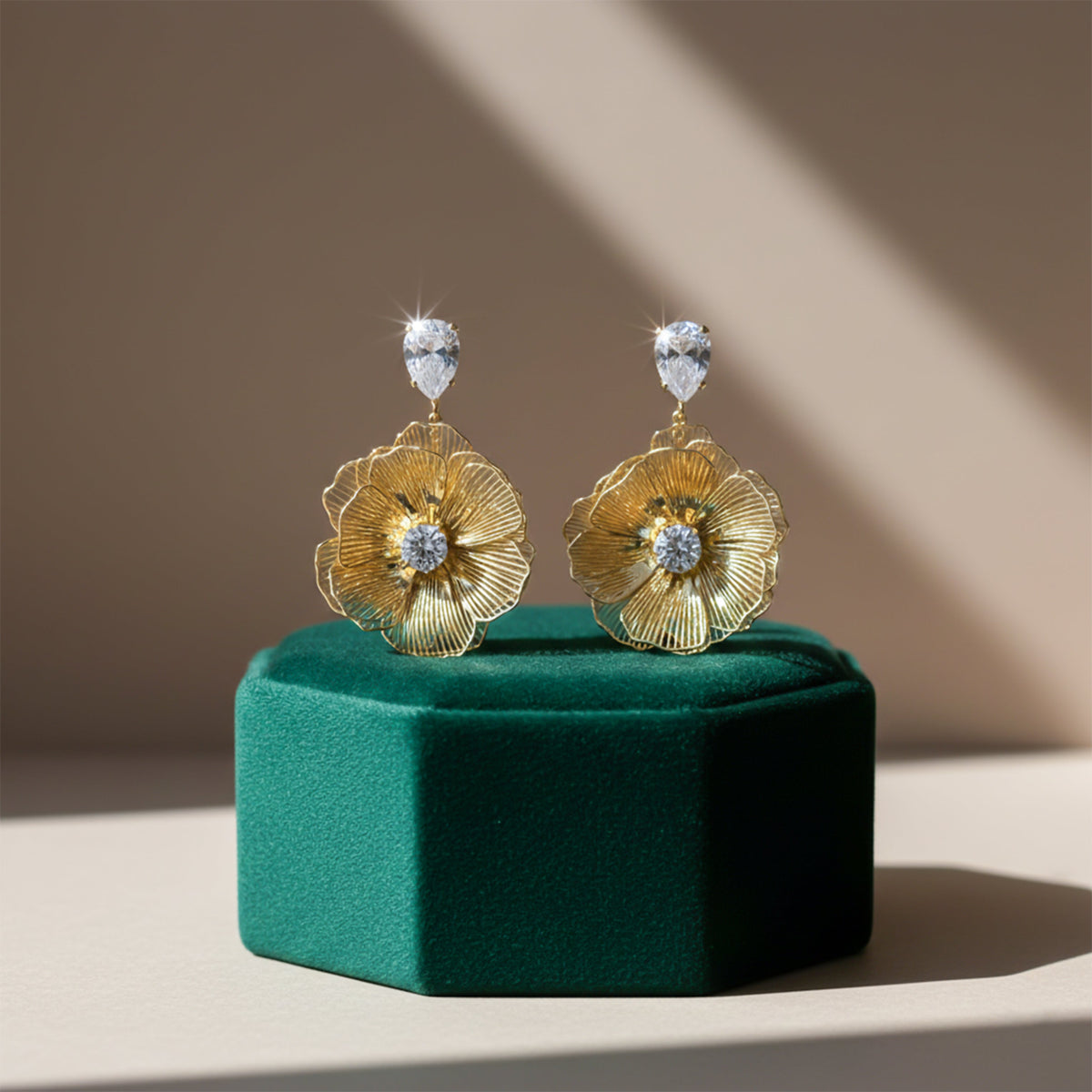 Zeenat Shahi Flower Drop Earrings jewellery product view 5