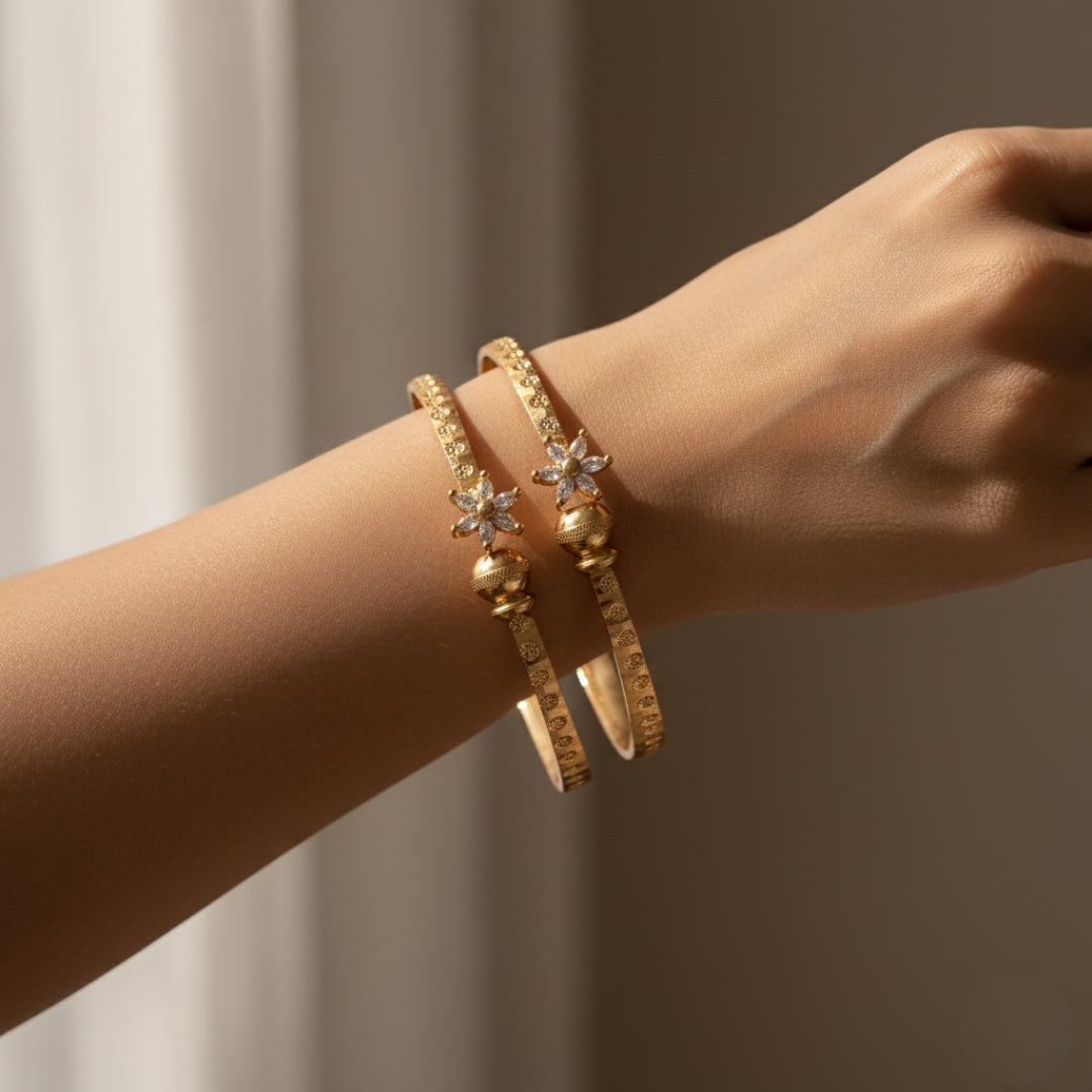 Floral Stone Kada Bangles jewellery product view 3